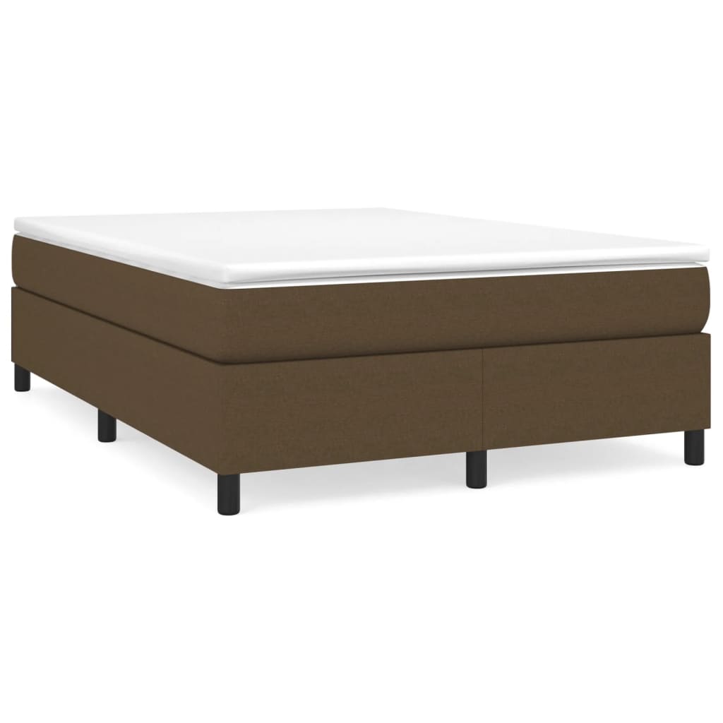 Estrutura de cama de casal moderno com molas 140x190 cm tecido castanho-escuro