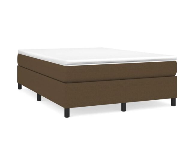 Estrutura de cama de casal moderno com molas 140x190 cm tecido castanho-escuro