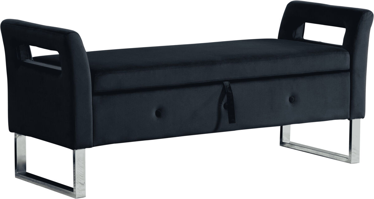 Banqueta com arrumação - com apoios de braços - para sala, corredor e quarto - preto