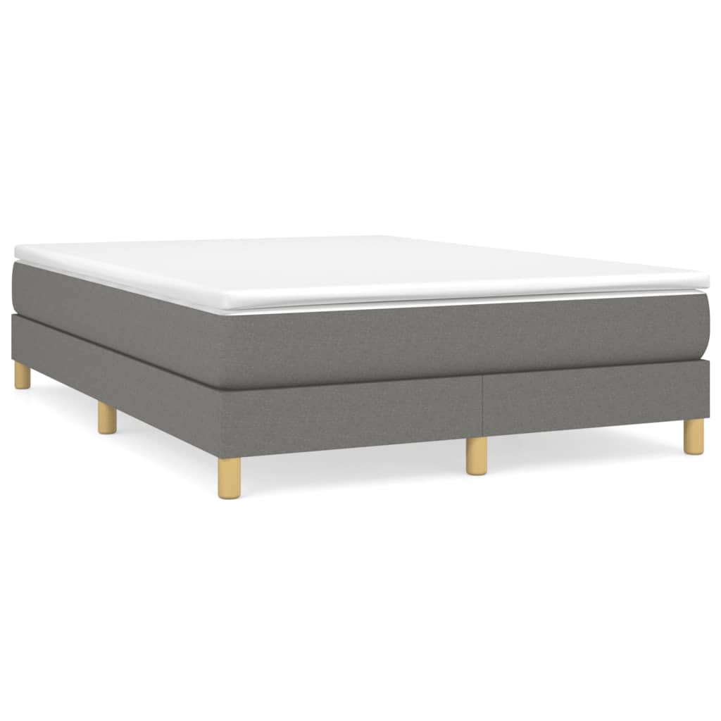 Estrutura de cama de casal moderno com molas 140x190 cm tecido cinzento-escuro