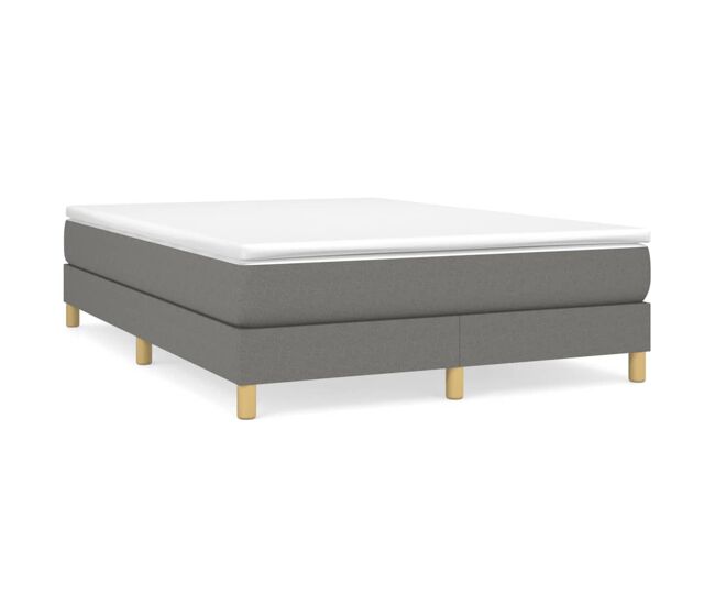 Estrutura de cama de casal moderno com molas 140x190 cm tecido cinzento-escuro