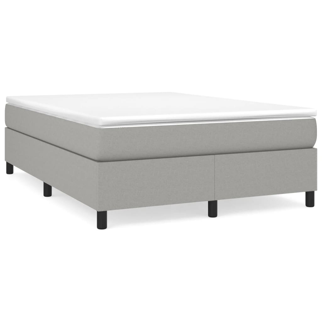 Estrutura de cama de casal moderno com molas 140x190 cm tecido cinzento-claro