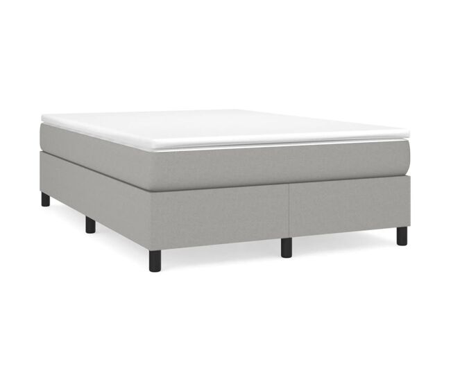 Estrutura de cama de casal moderno com molas 140x190 cm tecido cinzento-claro