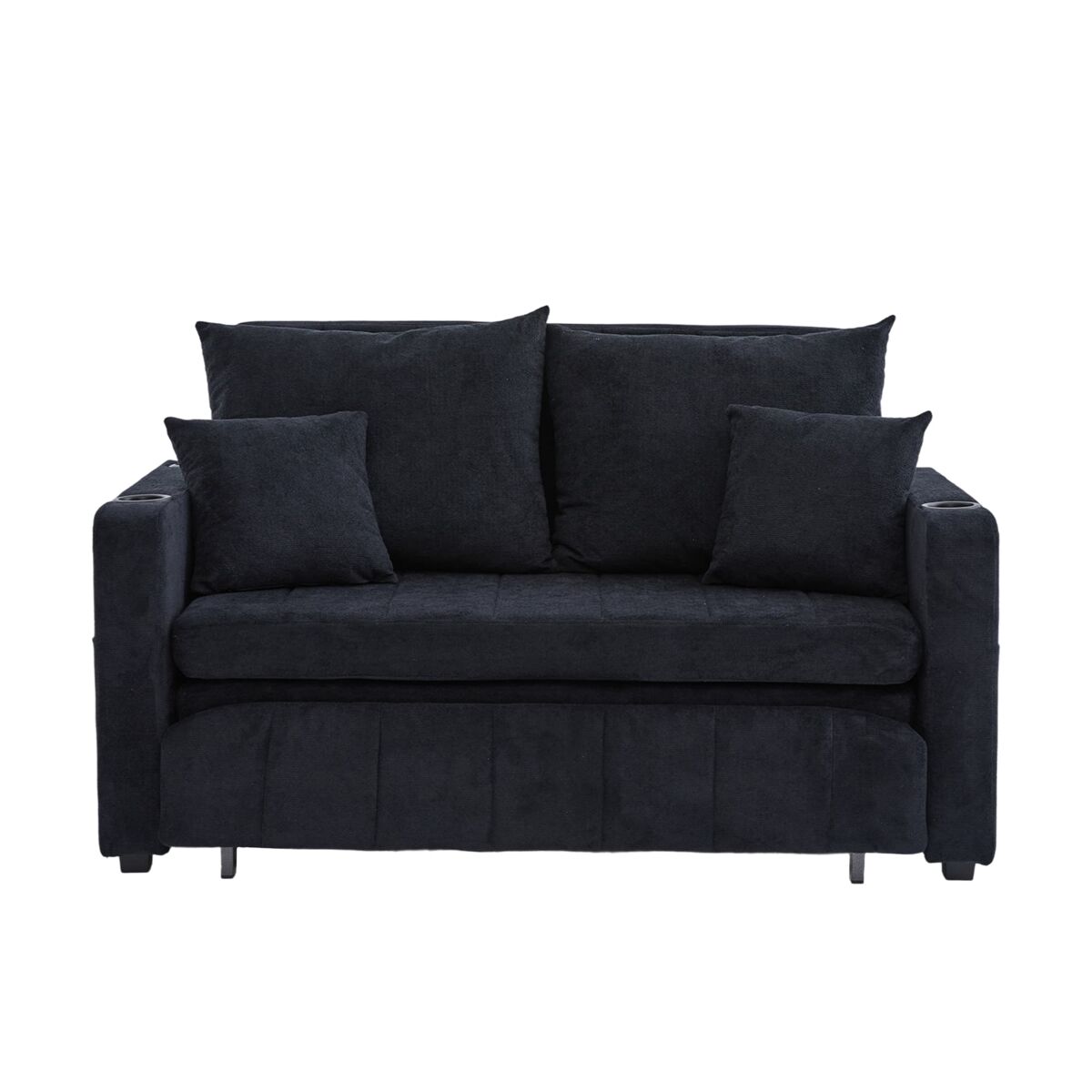 Sofá de tecido multifuncional - dobrável, 2 funções, lavável, usb, porta-copos - noir