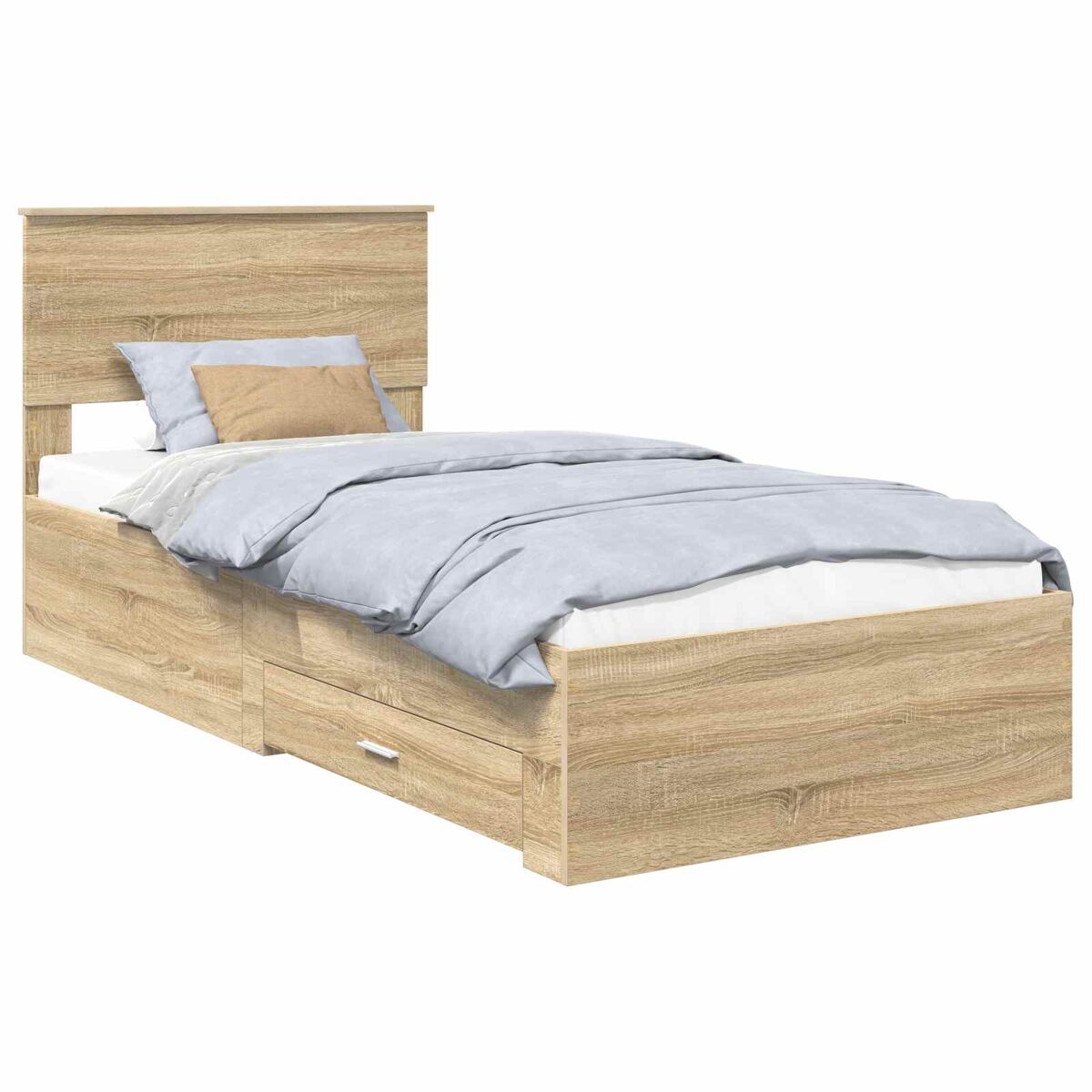 Estrutura de cama de solteiro para adultos carvalho sonoma e prata 75 x 190 cm