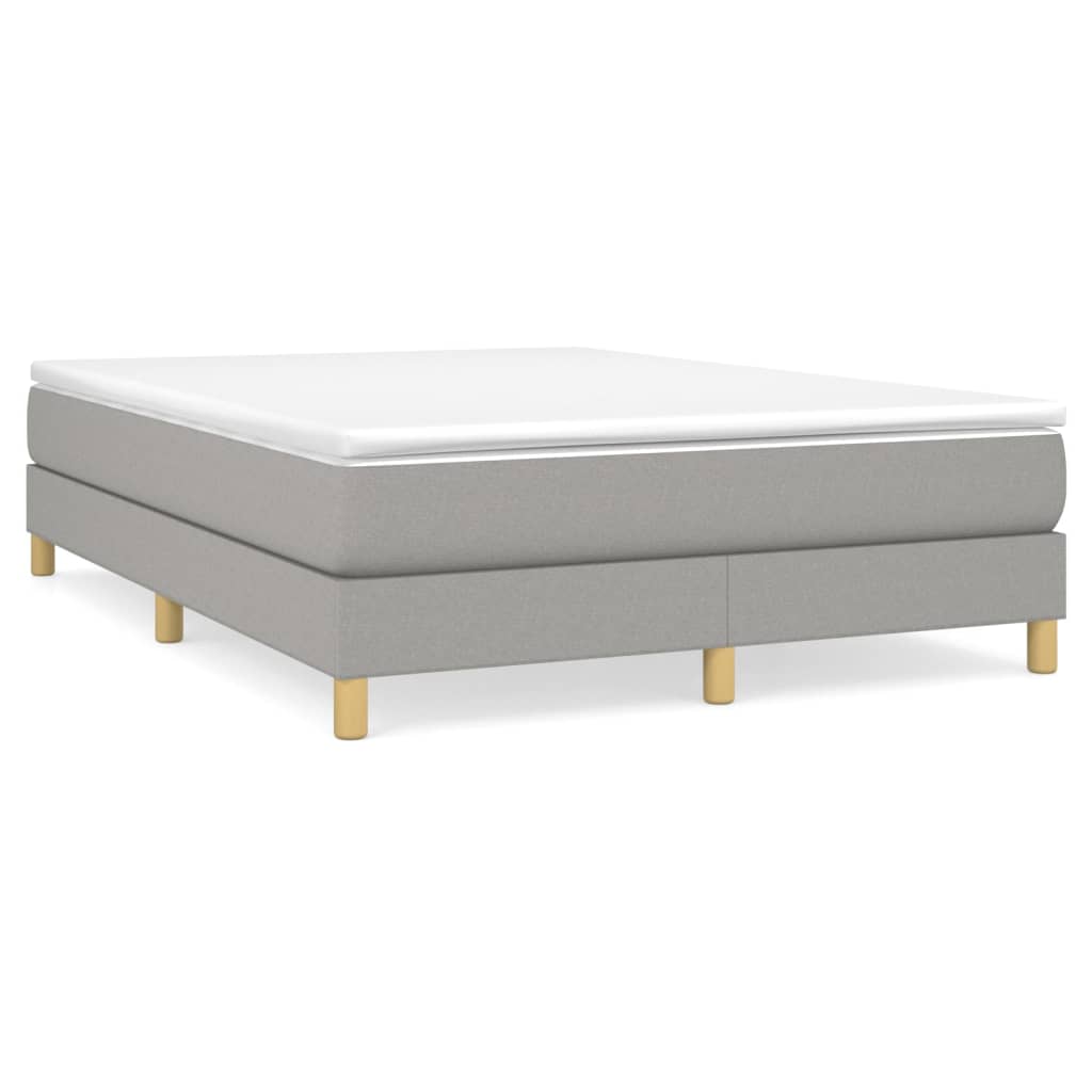 Estrutura de cama de casal moderno com molas 140x190 cm tecido cinzento-claro