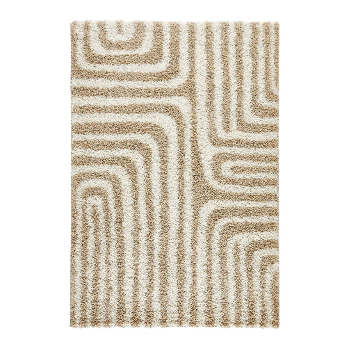 Tapete interior shaggy com padrões geométricos retangulares 160x120
