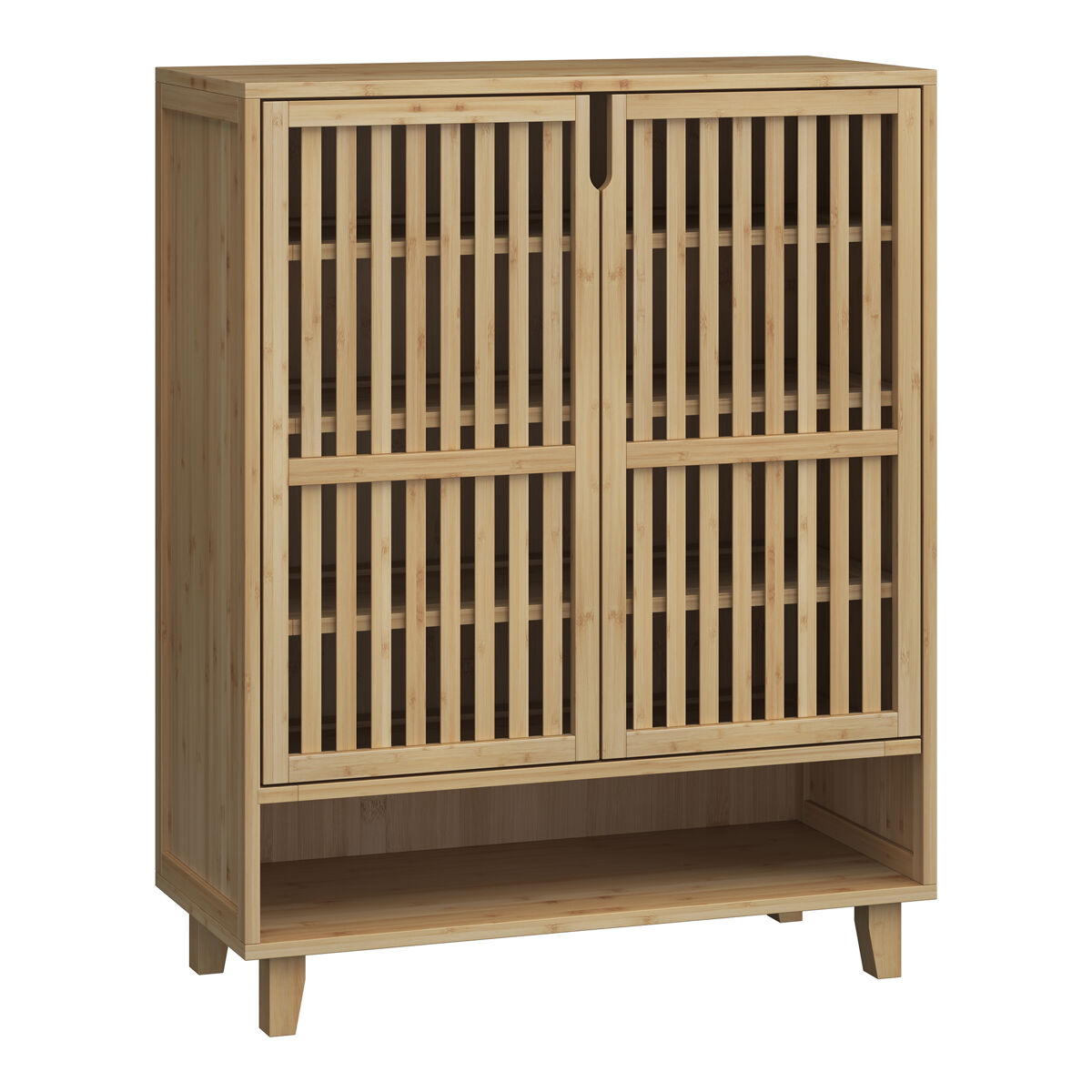Sapateira sirgerg 2 portas e 4 prateleiras 91x72x35 cm bambu natural [en.casa]