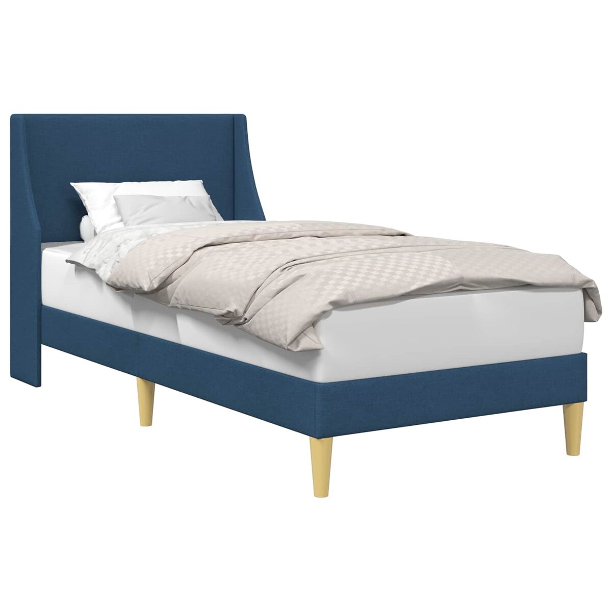 Estrutura de cama de solteiro para adultos com cabeceira - azul 100 x 200 cm tecido