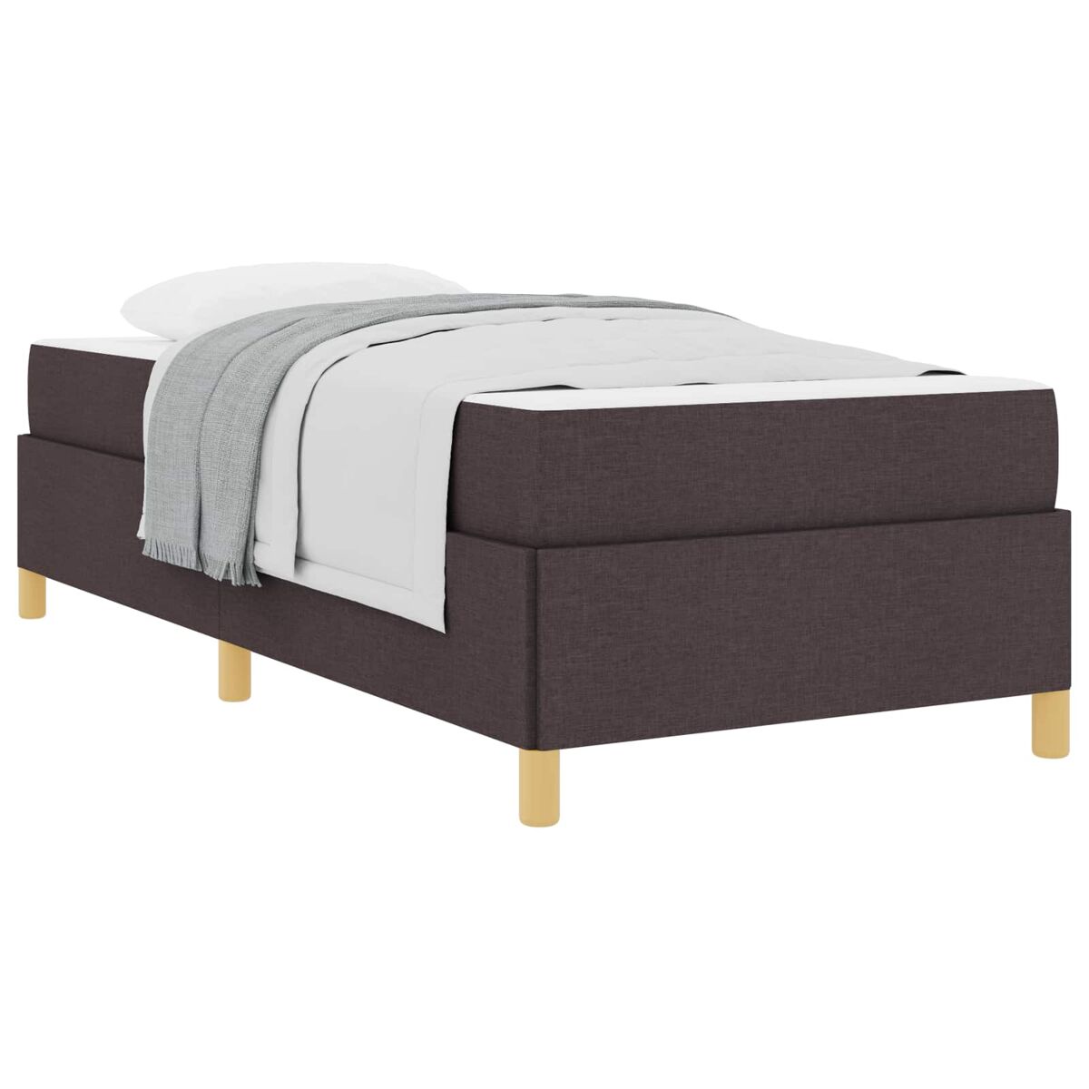 Estrutura de cama de solteiro para adultos com colchão marrom escuro 90 x 190 cm tecido