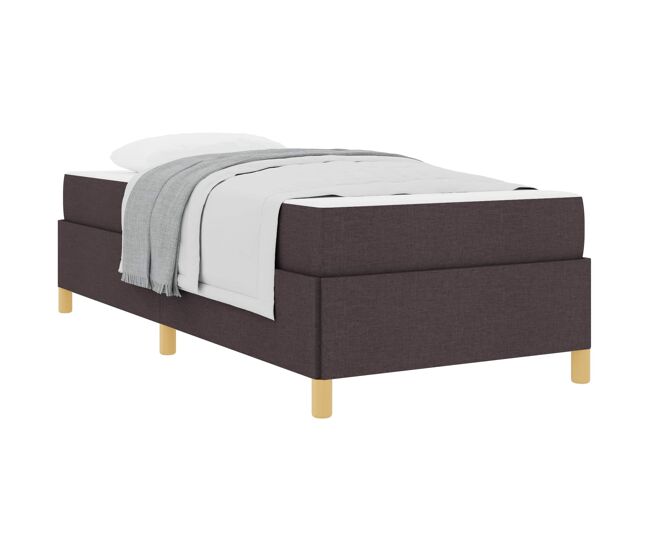 Estrutura de cama de solteiro para adultos com colchão marrom escuro 90 x 190 cm tecido