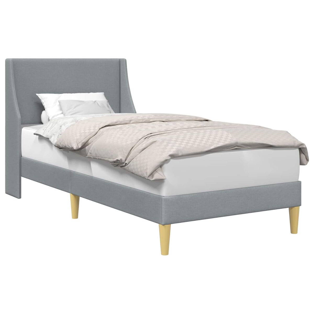 Estrutura de cama de solteiro para adultos cinzento-claro 100 x 200 cm tecido