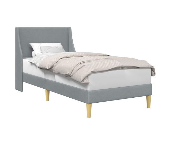 Estrutura de cama de solteiro para adultos cinzento-claro 100 x 200 cm tecido