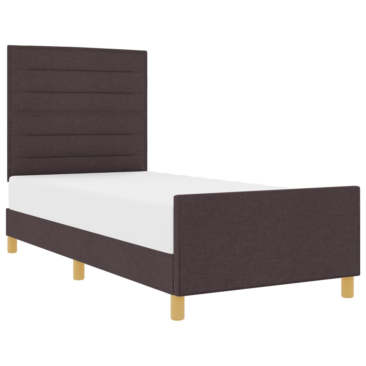 Estrutura de cama de solteiro para adultos castanho escuro 90 x 200 cm tecido