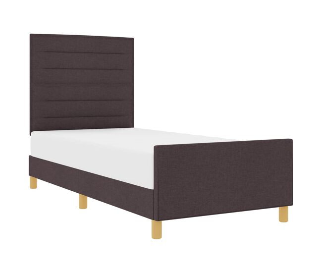 Estrutura de cama de solteiro para adultos castanho escuro 90 x 200 cm tecido