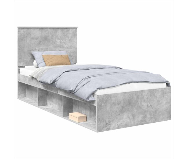 Estrutura de cama de solteiro para adultos com cabeceira concreto 90 x 200 cm
