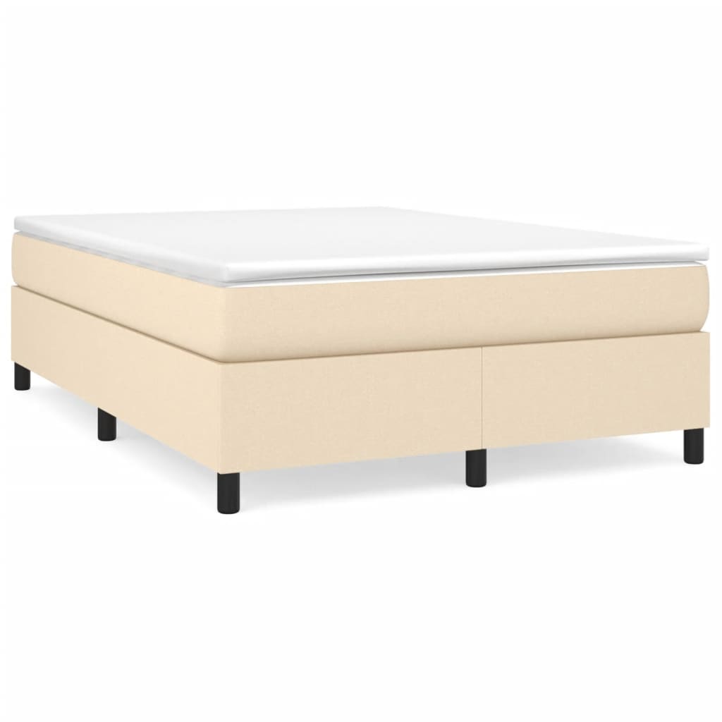 Estrutura de cama de casal moderno com molas 140x200 cm tecido cor creme