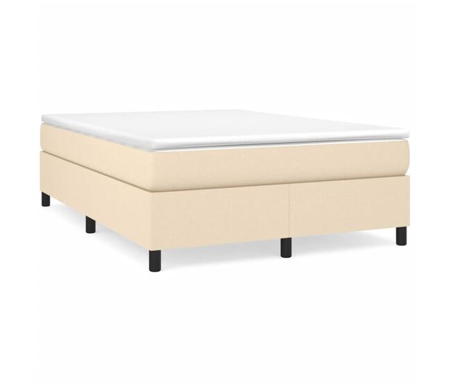 Estrutura de cama de casal moderno com molas 140x200 cm tecido cor creme