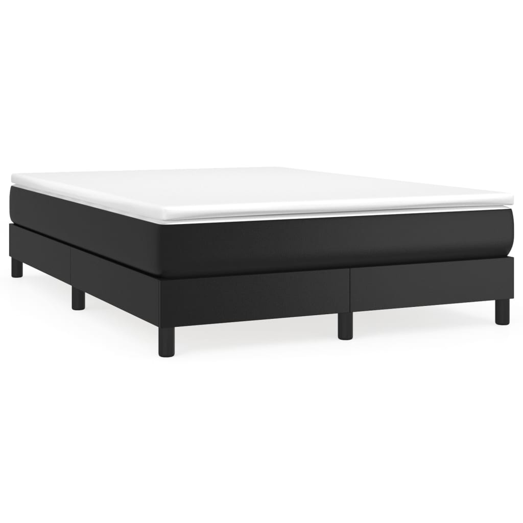 Estrutura de cama de casal moderno com molas 140x190 cm couro artificial preto
