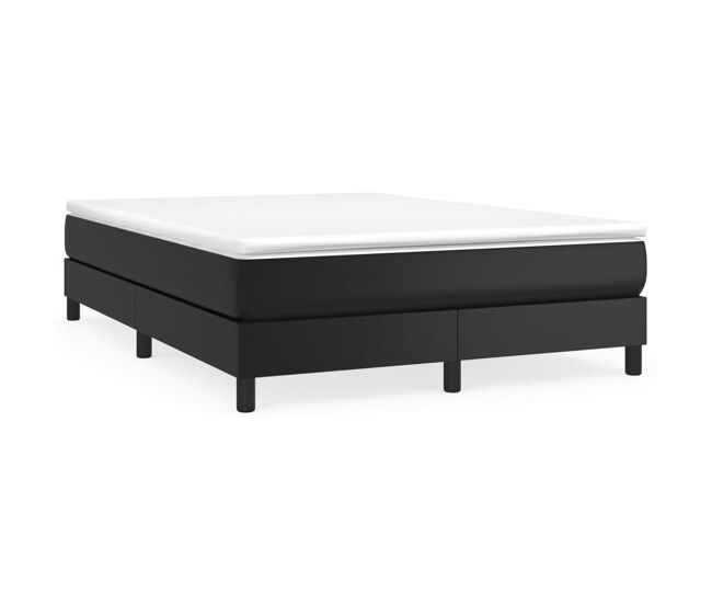 Estrutura de cama de casal moderno com molas 140x190 cm couro artificial preto
