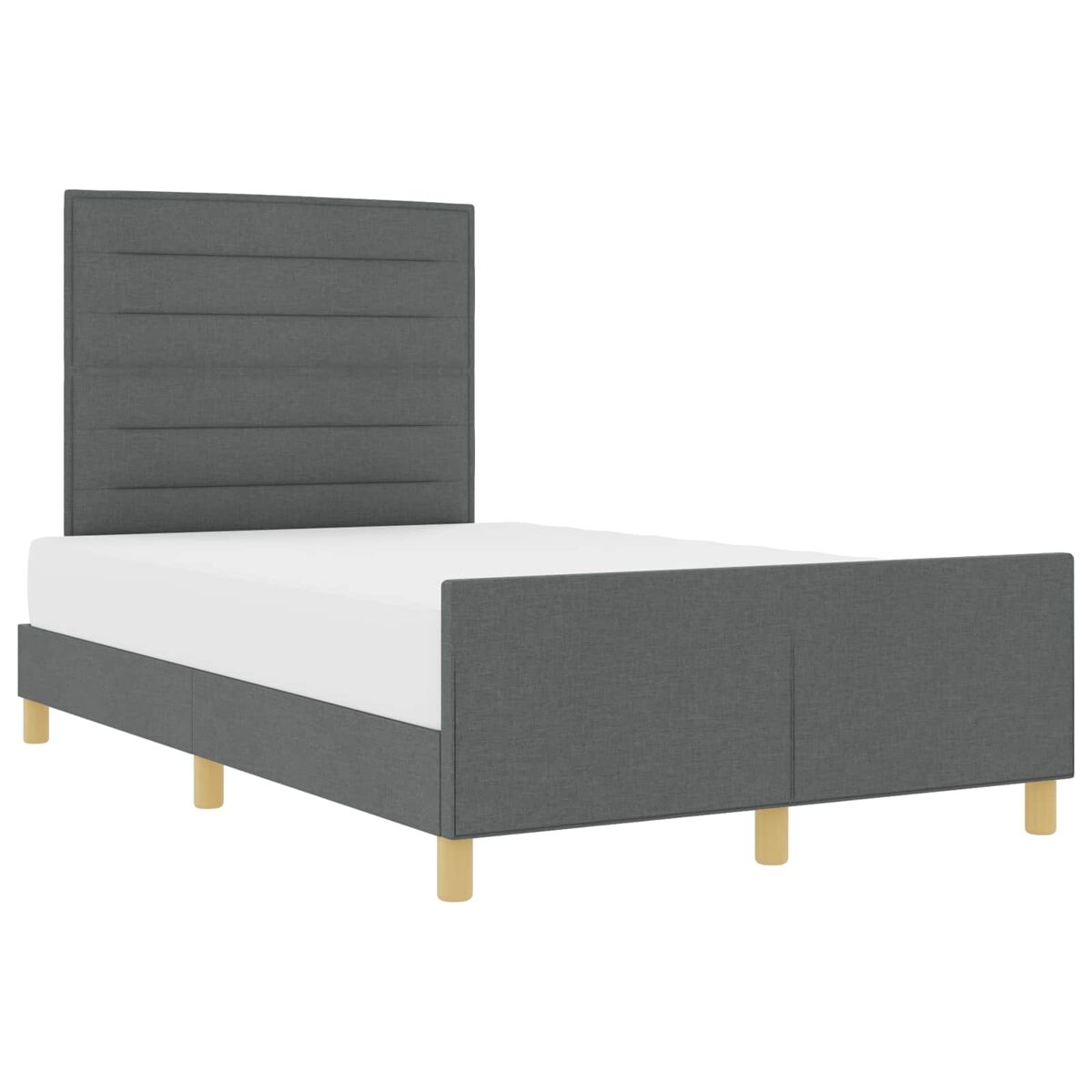 Estrutura de cama de casal moderno - cinzento escuro 140 x 190 cm tecido