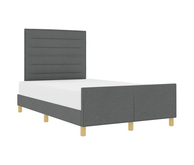 Estrutura de cama de casal moderno - cinzento escuro 140 x 190 cm tecido