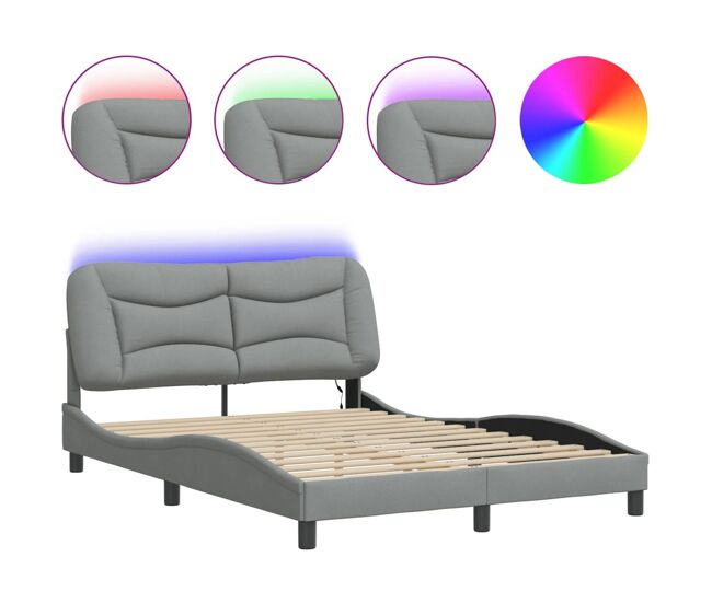 Estrutura de cama de casal moderno com led - 140x190 cm tecido