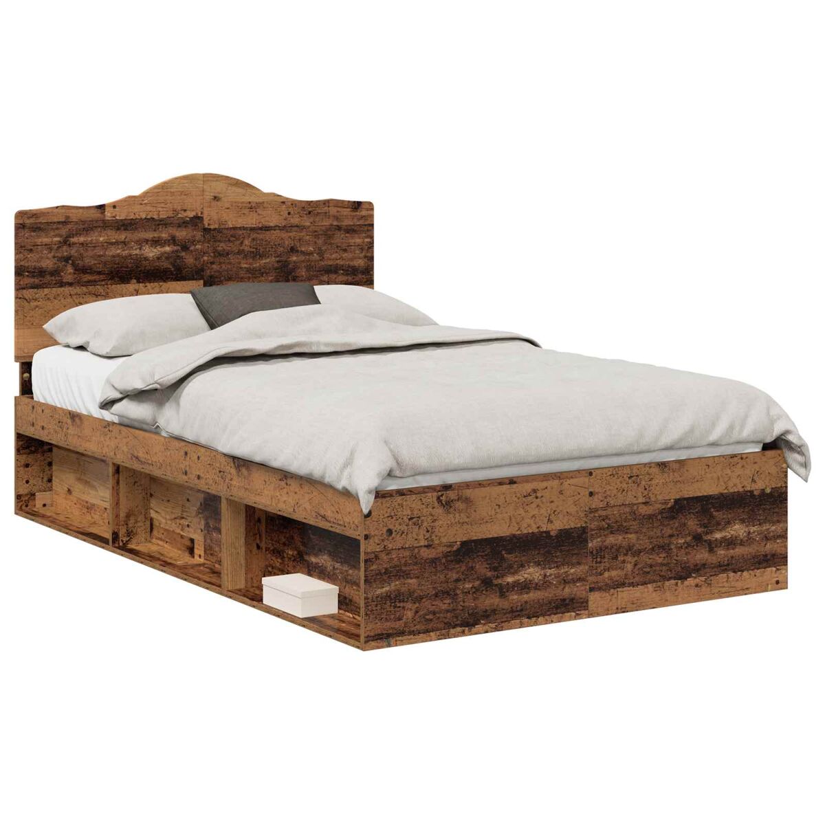 Estrutura de cama de casal com cabeceira - madeira antiga 135 x 190 cm