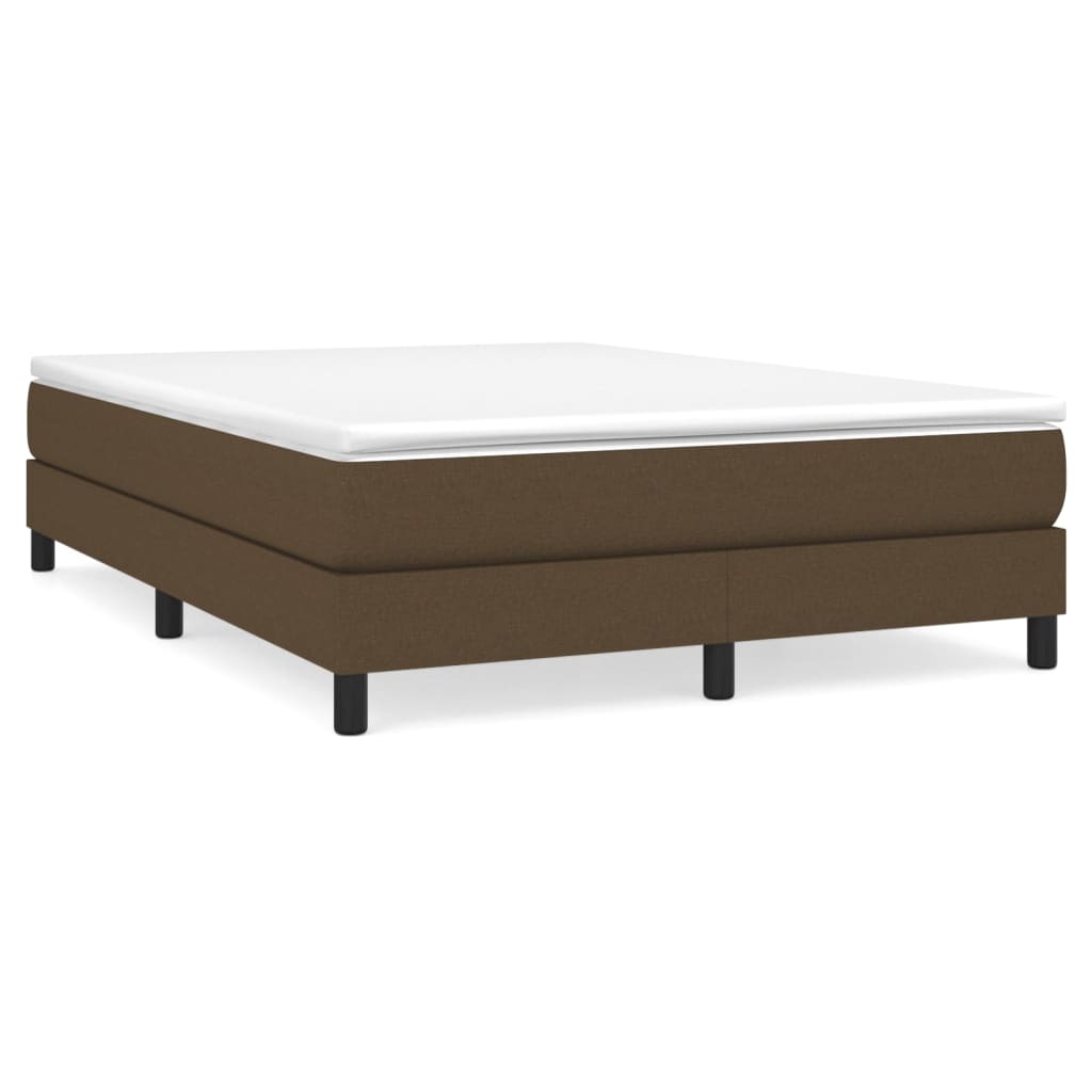 Estrutura de cama de casal moderno com molas 140x200 cm tecido castanho-escuro