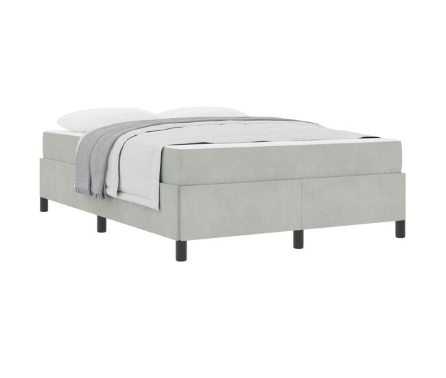 Estrutura de cama de casal simple - cinzento-claro 140 x 190 cm tecido