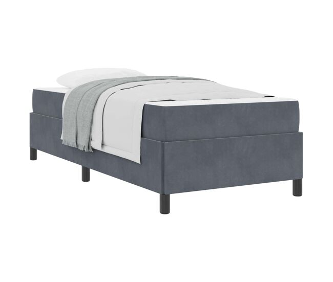 Estrutura de cama de solteiro para adultos com colchão cinza escuro 80 x 200 cm tecido