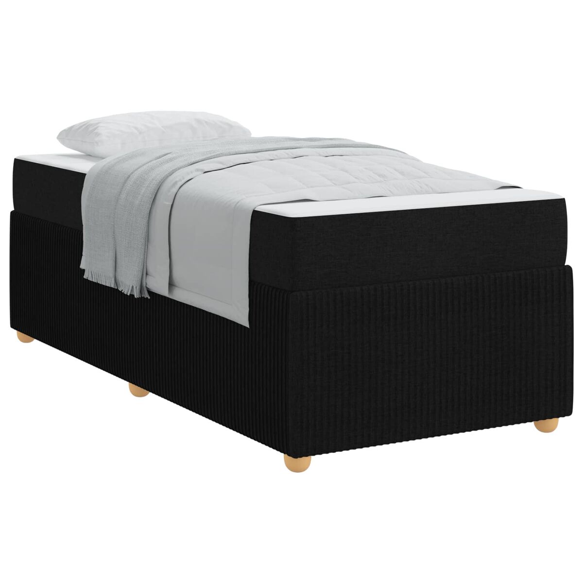 Estrutura de cama de solteiro para adultos com colchão preto 90 x 190 cm tecido