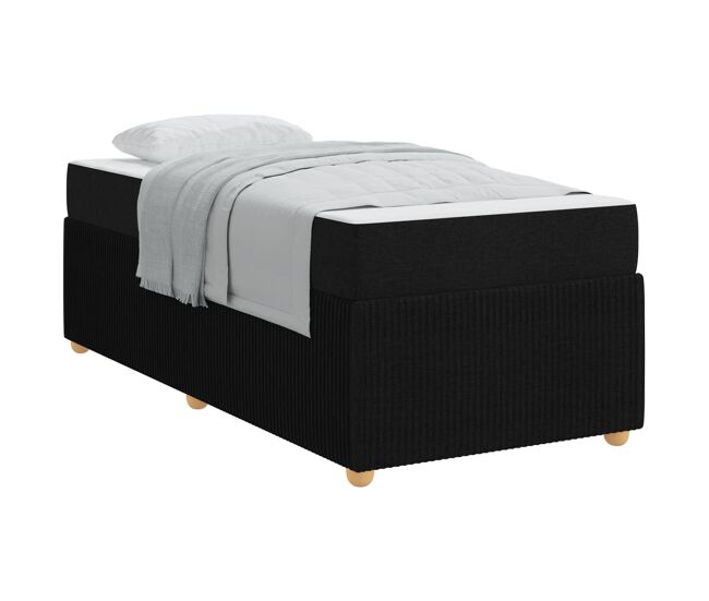 Estrutura de cama de solteiro para adultos com colchão preto 90 x 190 cm tecido