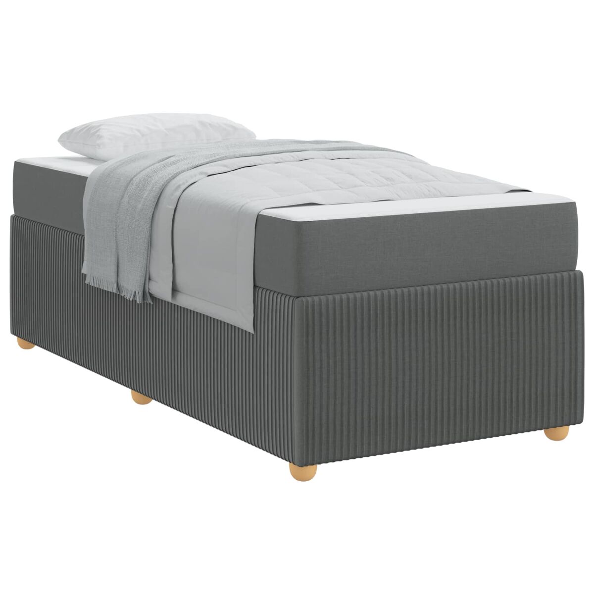 Estrutura de cama de solteiro para adultos com colchão cinza escuro 80 x 200 cm tecido
