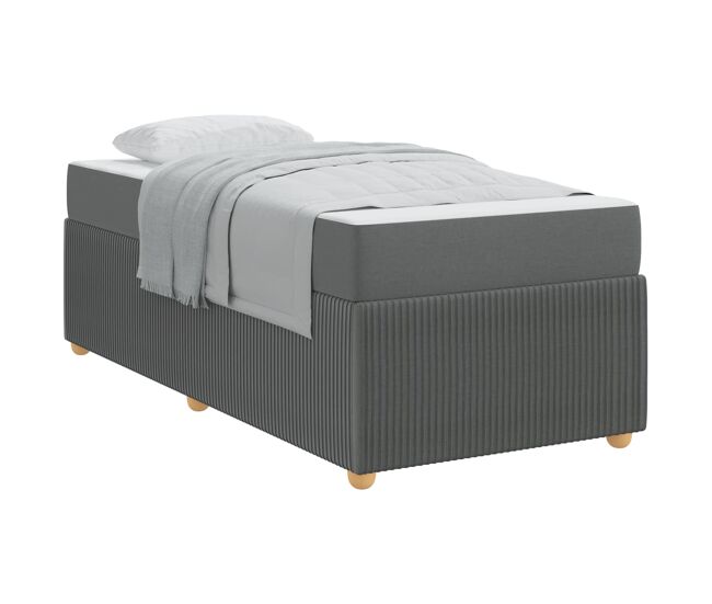 Estrutura de cama de solteiro para adultos com colchão cinza escuro 80 x 200 cm tecido
