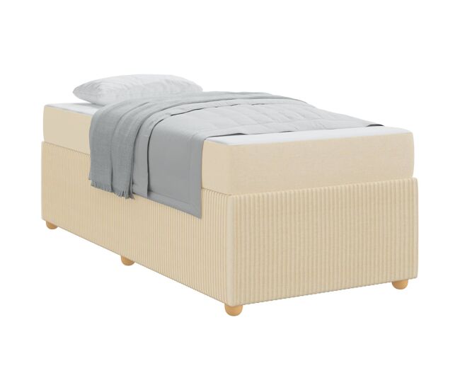 Estrutura de cama de solteiro para adultos com colchão creme 80 x 200 cm tecido