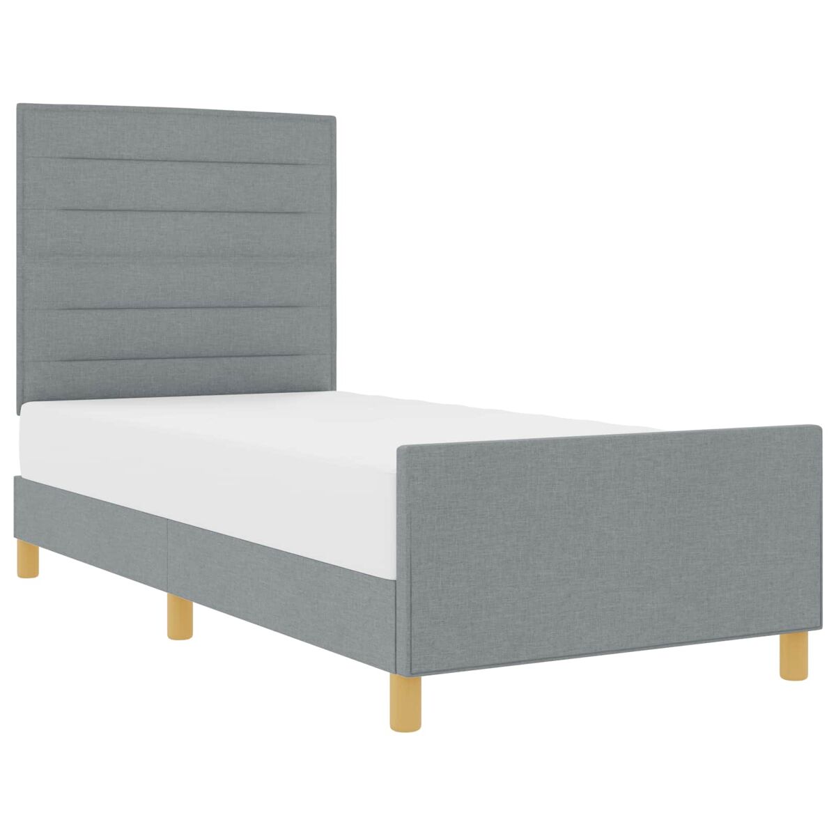 Estrutura de cama de solteiro para adultos cinzento-claro 100 x 200 cm tecido