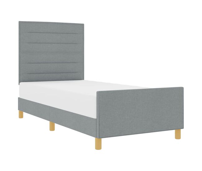 Estrutura de cama de solteiro para adultos cinzento-claro 100 x 200 cm tecido