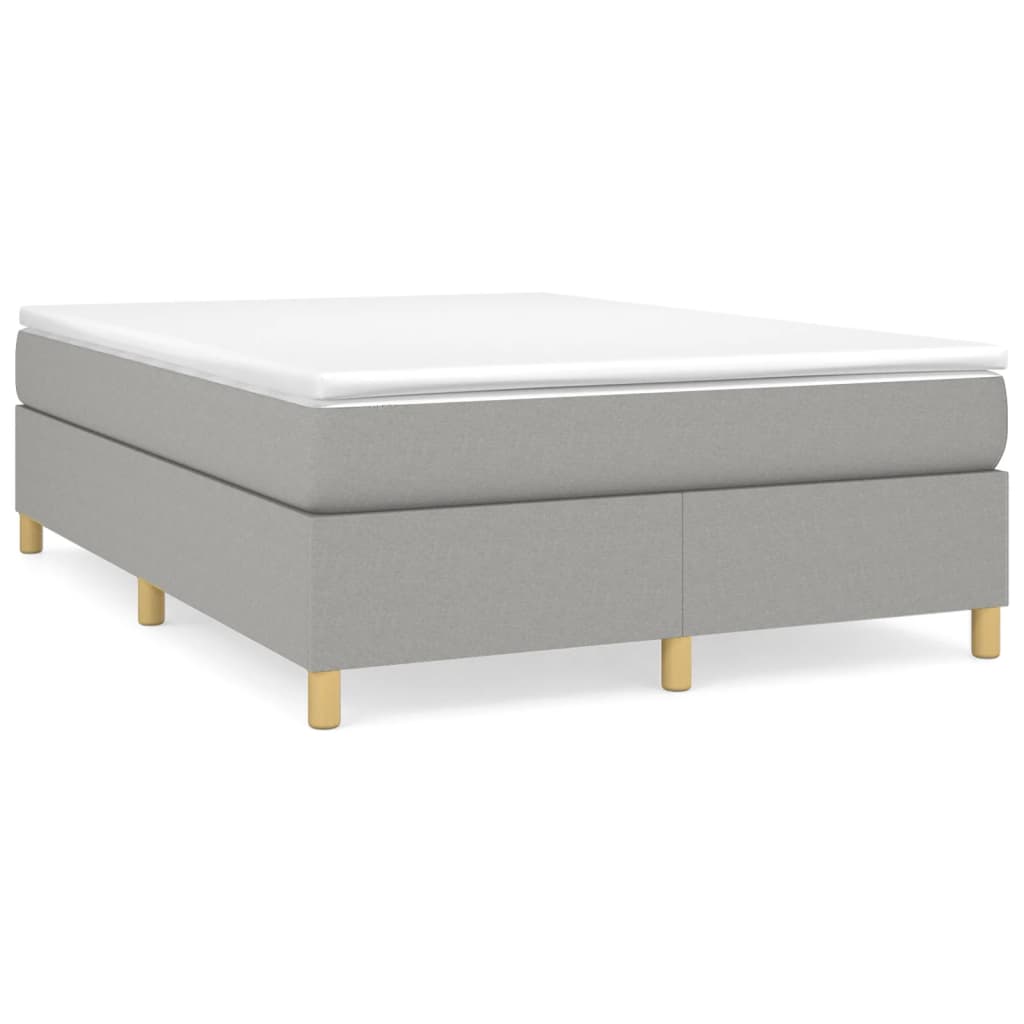 Estrutura de cama de casal moderno com molas 140x200 cm tecido cinzento-claro