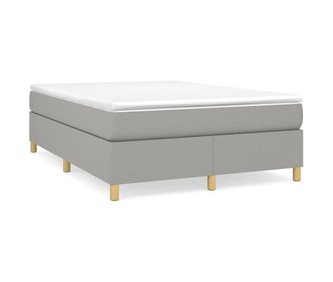 Estrutura de cama de casal moderno com molas 140x200 cm tecido cinzento-claro