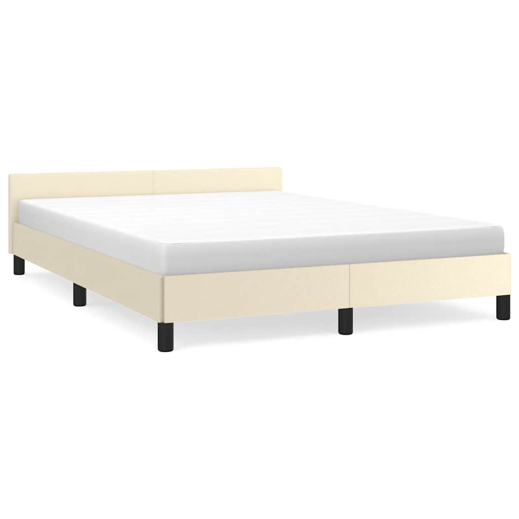 Estrutura cama de casal para adultos c/ cabeceira sem colchão 140x190 cm creme