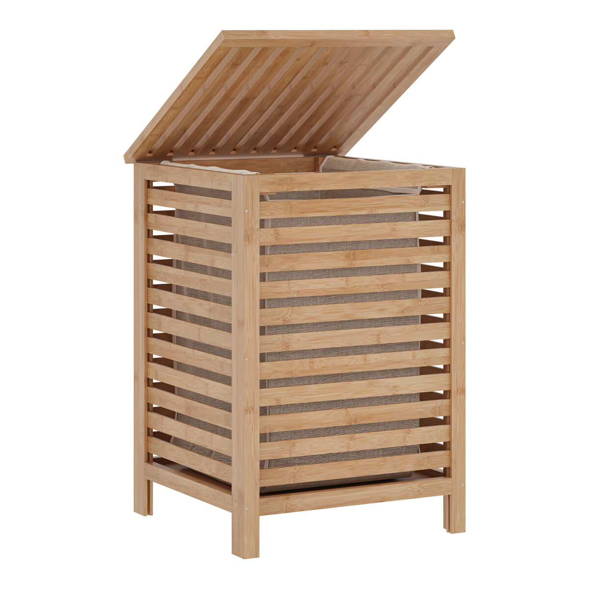 Cesto para roupa suja jystiand com tampa 64 l bambu natural [en.casa]