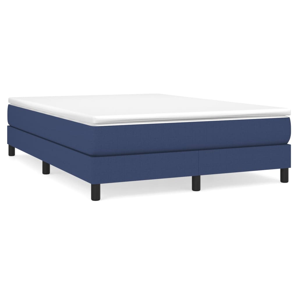 Estrutura de cama de casal moderno com molas 140x200 cm tecido azul