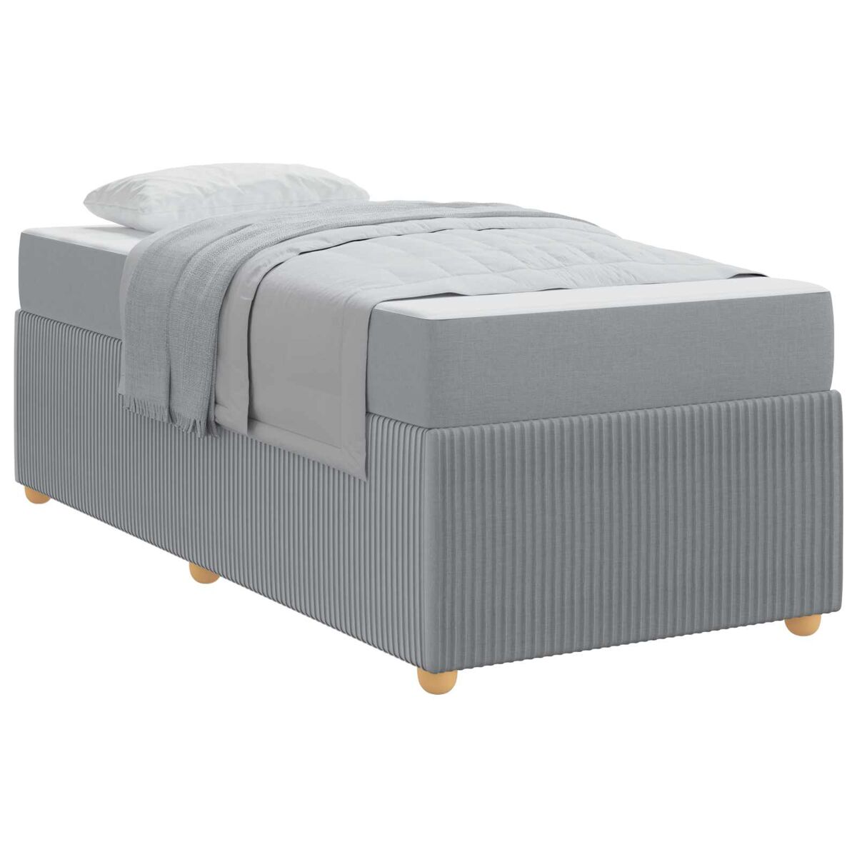Estrutura de cama de solteiro design com colchão cinzento-claro 90 x 190 cm tecido