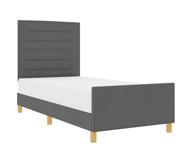 Estrutura de cama de solteiro para adultos - cinzento escuro 100 x 200 cm tecido