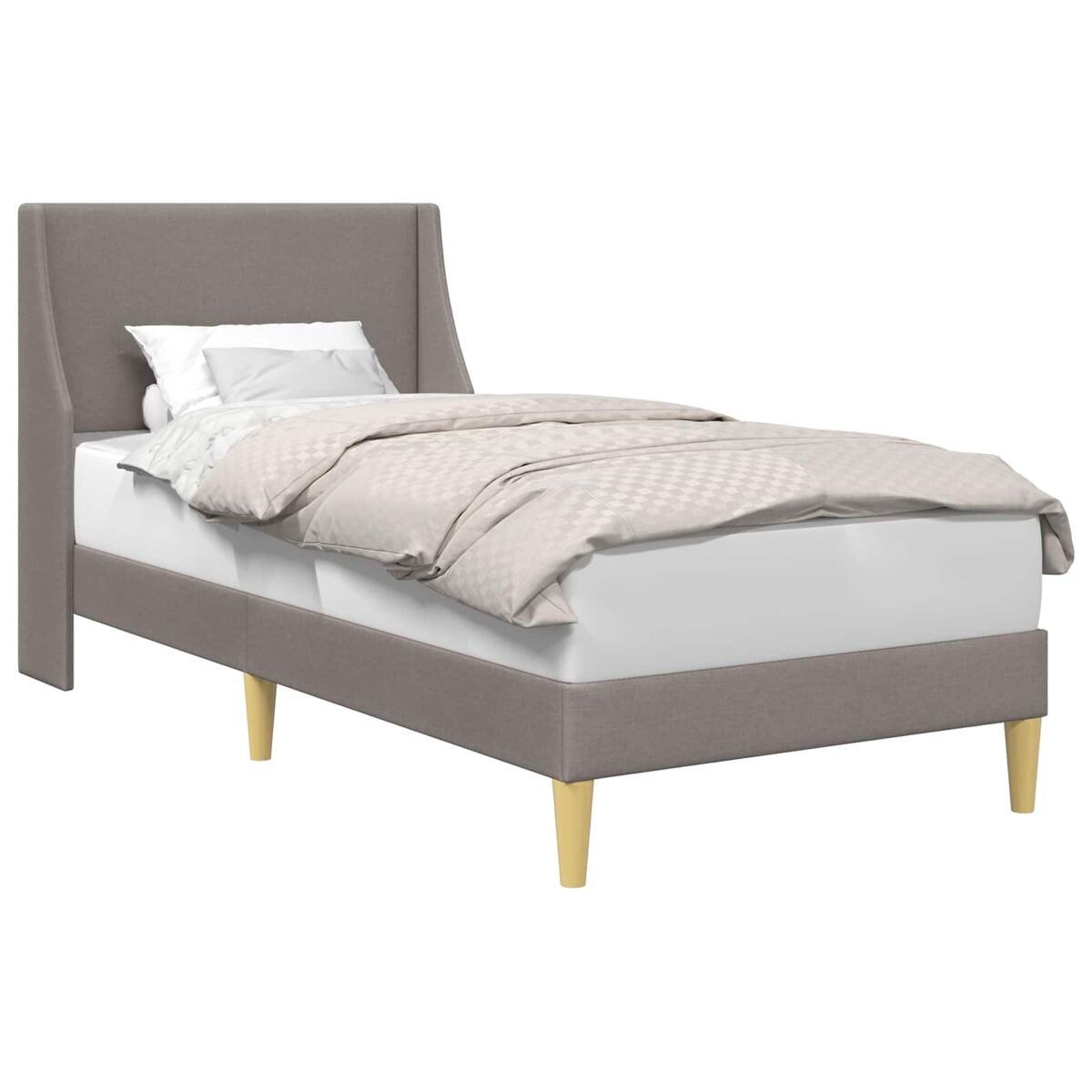 Estrutura de cama de solteiro design, cinzento-acastanhado 90 x 200 cm tecido