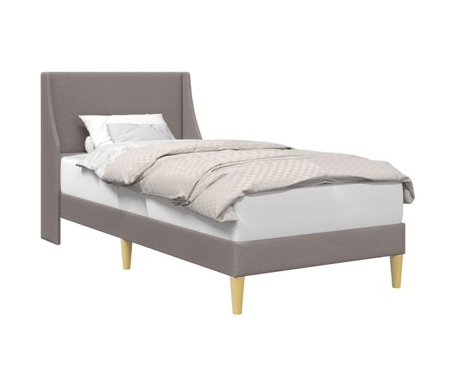 Estrutura de cama de solteiro design, cinzento-acastanhado 90 x 200 cm tecido