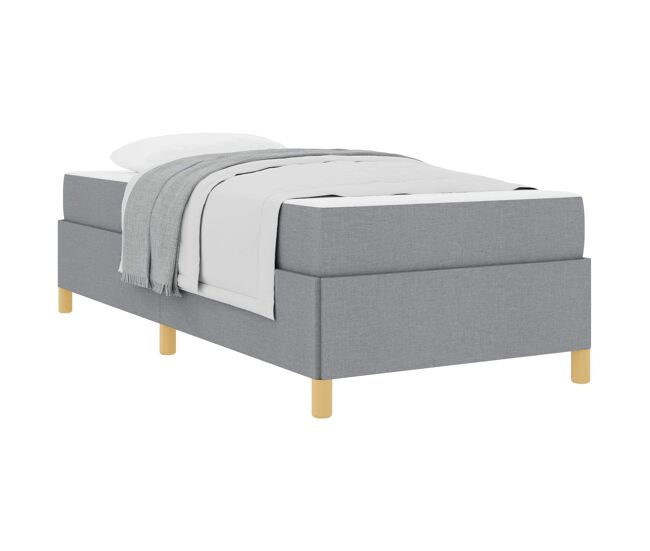 Estrutura de cama de solteiro design com colchão cinzento-claro 90 x 190 cm tecido