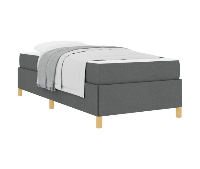 Estrutura de cama de solteiro para adultos com colchão cinza escuro 90 x 190 cm tecido