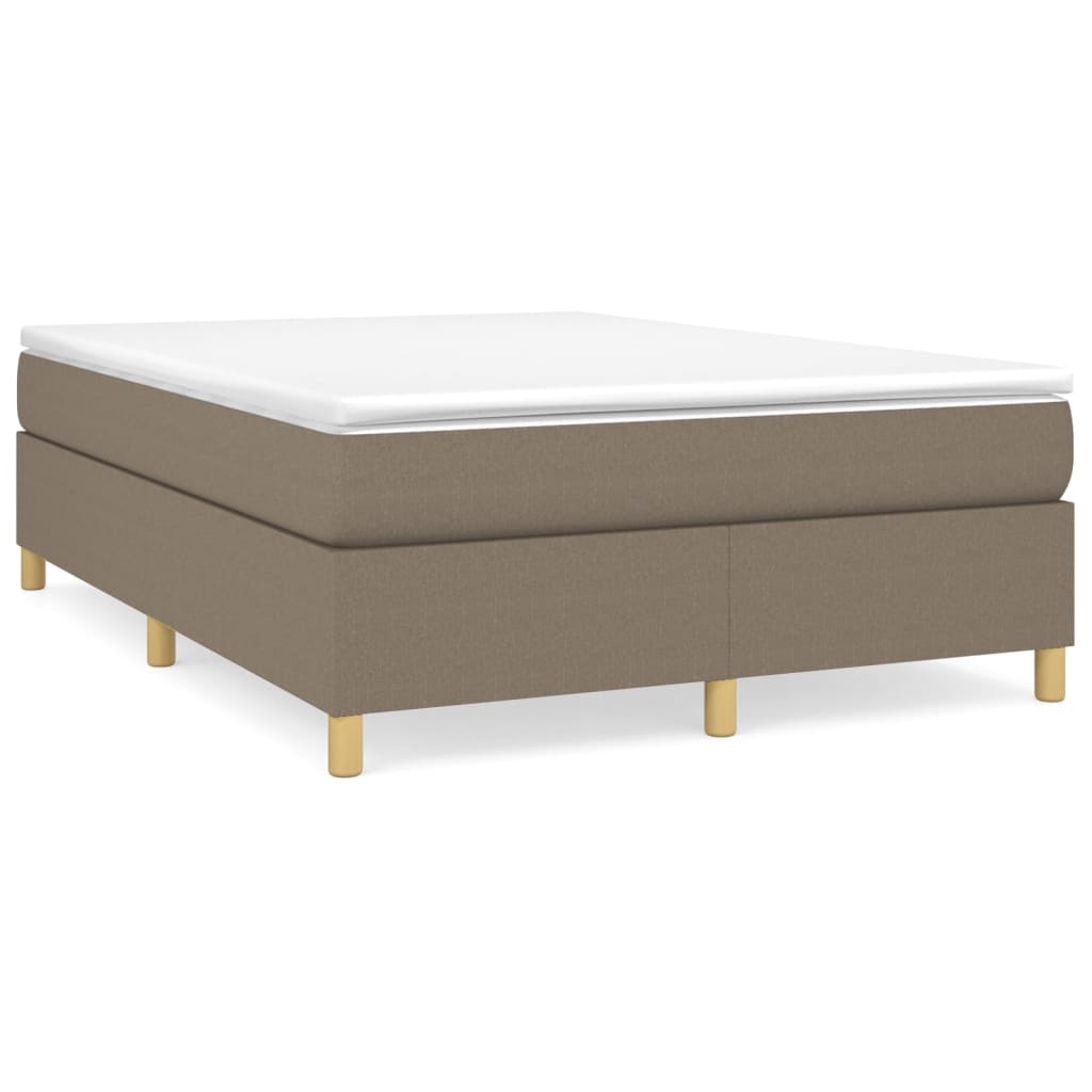 Estrutura de cama de casal moderno com molas 140x200 cm tecido castanho-acinzentado